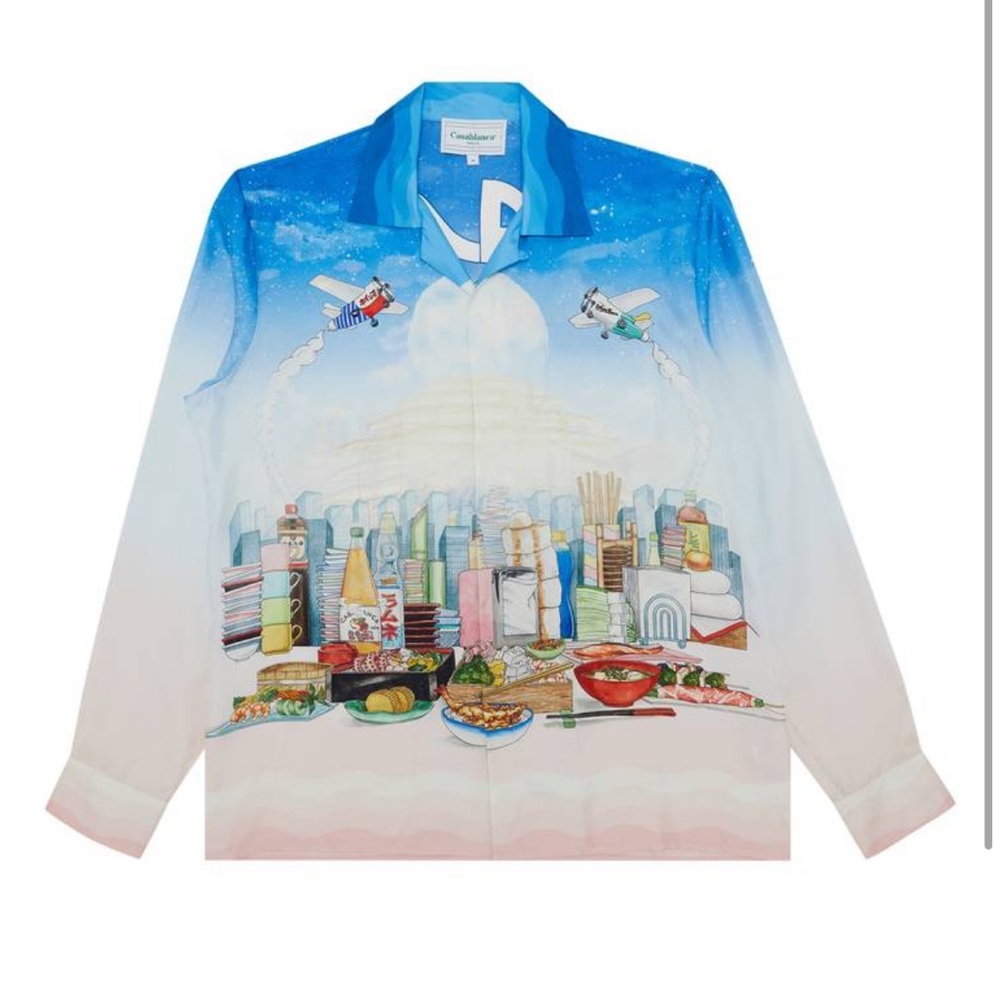 Casablanca Long-Sleeve Cuban Collar Shirt 'Casa Café' - Picture 4 of 5